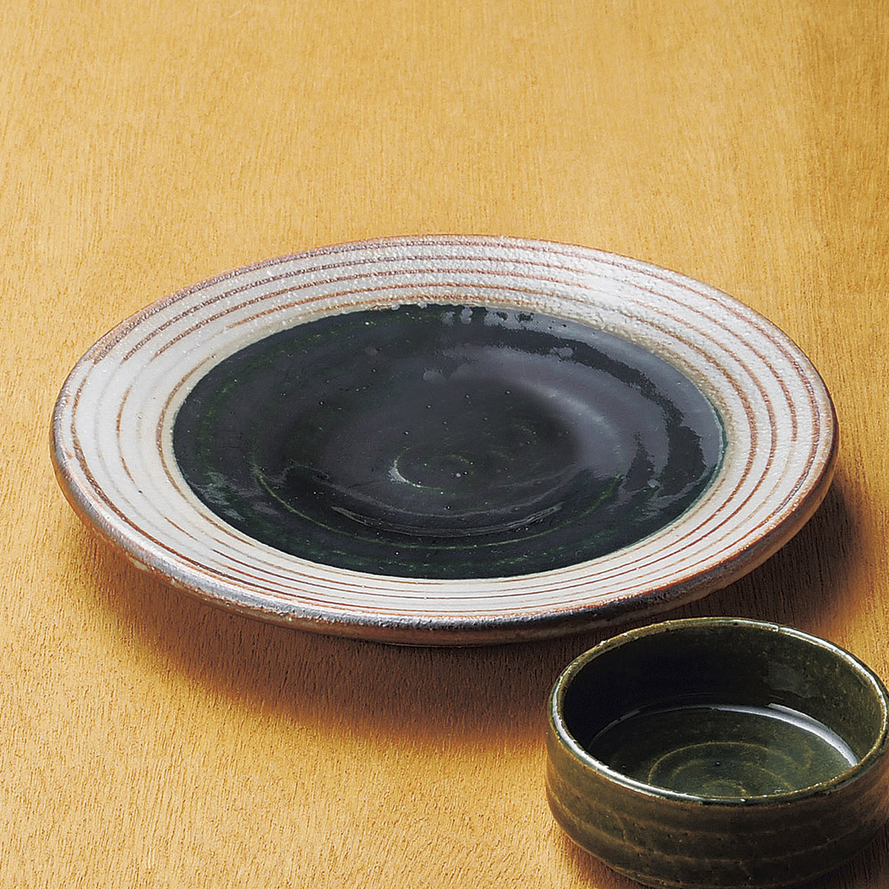 04103-139 / 오리베 부치 녹 천단 회 접시 세트 / 18.8×2.6㎝ /  일본그릇