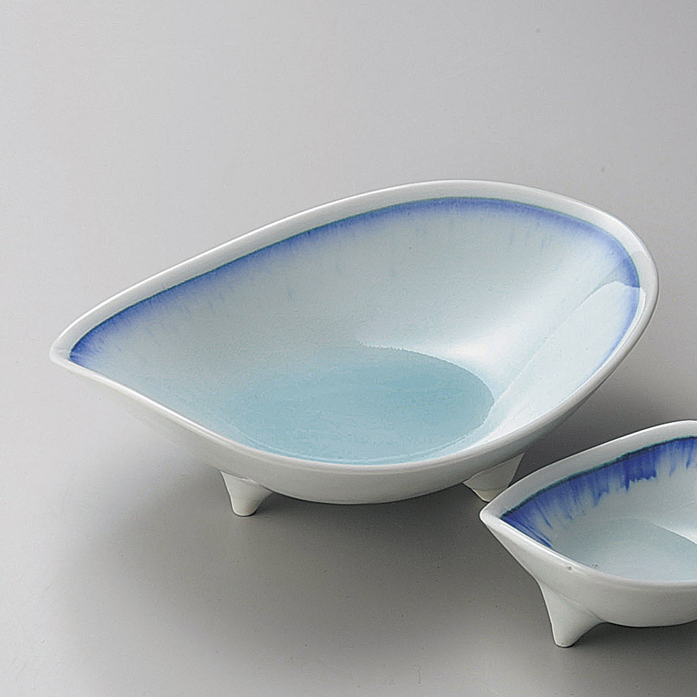 04207-589 / 푸른 흰색 자란 싱크대 사시미 접시 세트 / 18.3×14.2×5.8㎝ /  일본그릇