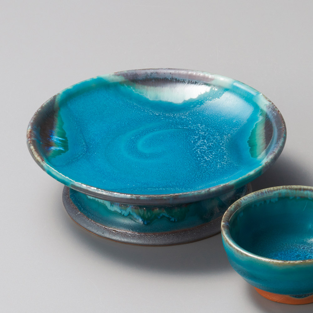 04837-269 / 터키 블루 5치수 고대 사시미 접시 세트 / 15.3×4.5㎝ /  일본그릇