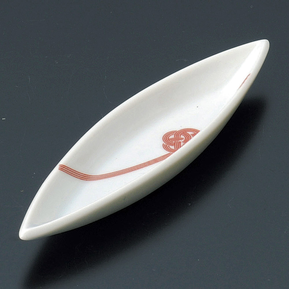 빨간 실타래 긴 타원형 다용도 플레이팅 접시 붉은 장식 접시 13228-419 일본그릇