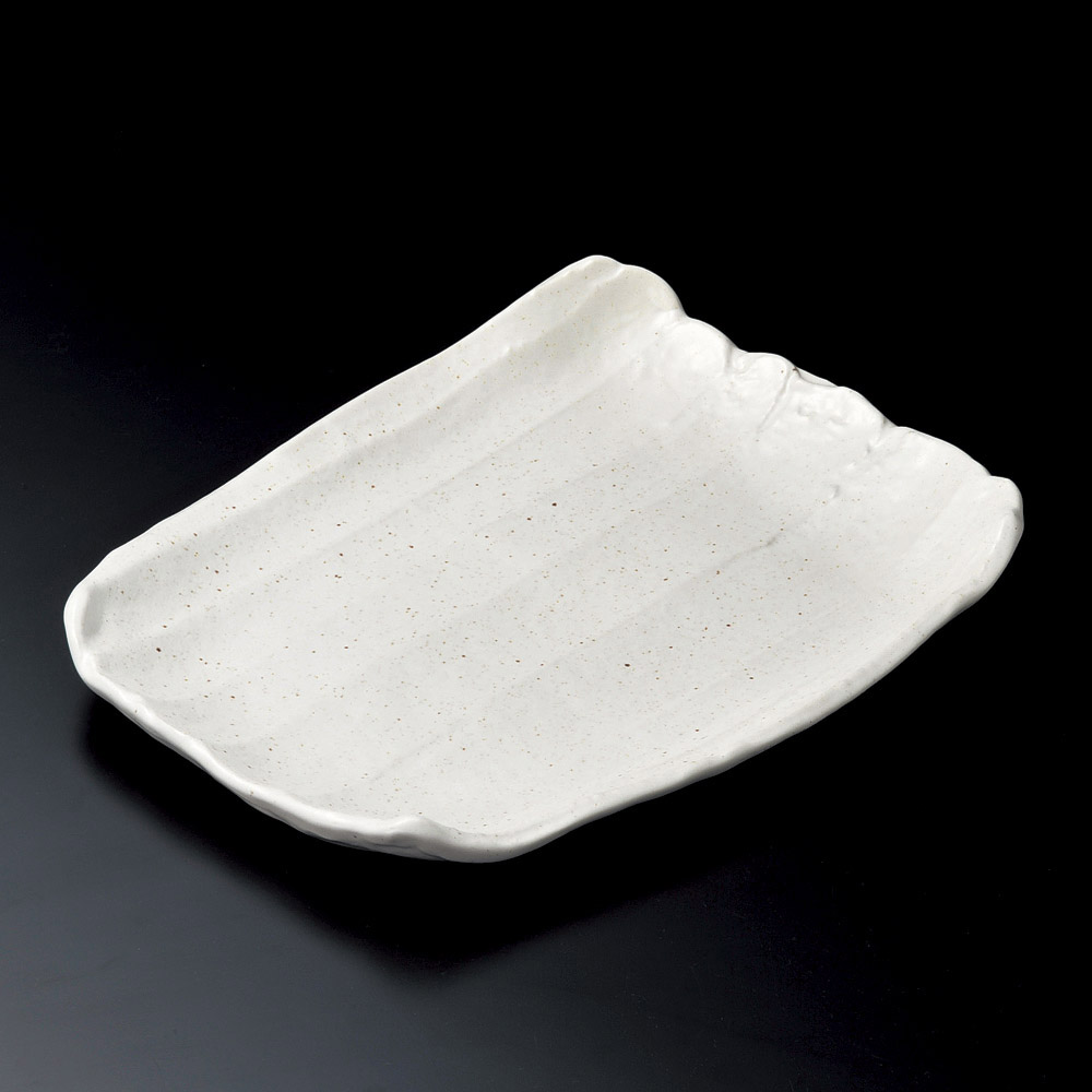 18717-579 / 거친 흰 유약 사다리꼴 플래터 / 36.5×29×4.8㎝ /  일본그릇