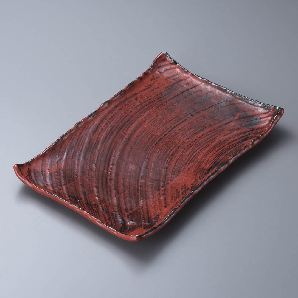 18705-449 / 유자 블랙 마그나 접시 / 37×24.5×4㎝ /  일본그릇