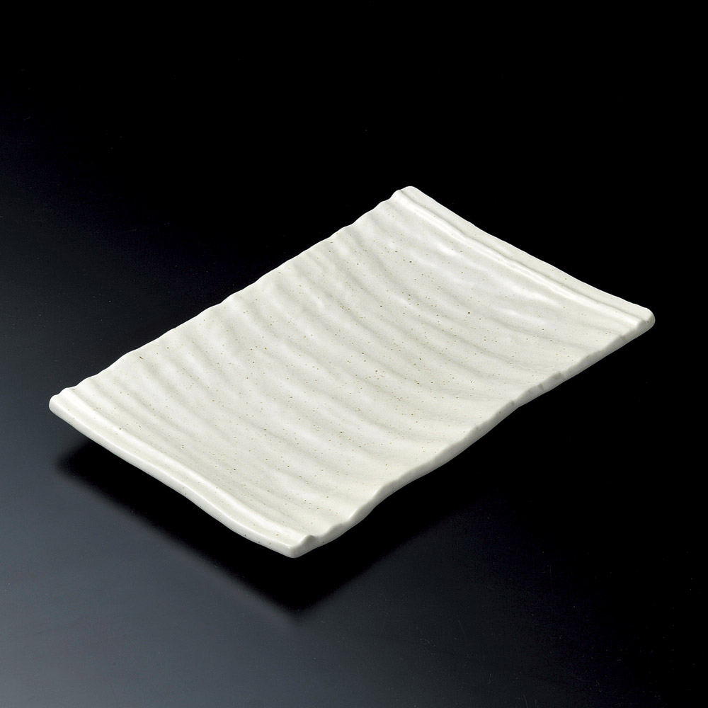 18905-139 / 화이트 매트 장각 플래터 / 33.3×21.5×3.2㎝ /  일본그릇