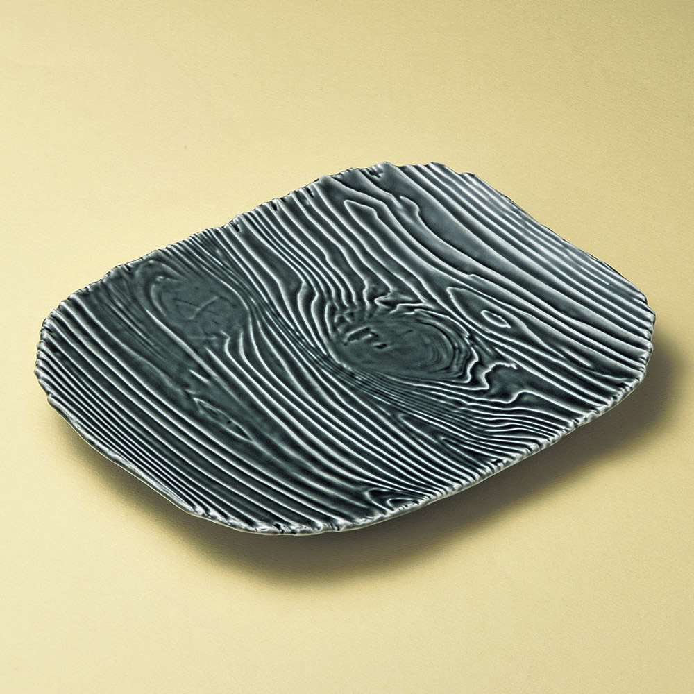 18903-109 / 쿠로야 나무눈 모양 플래터 / 32×26.5×2.8㎝ /  일본그릇