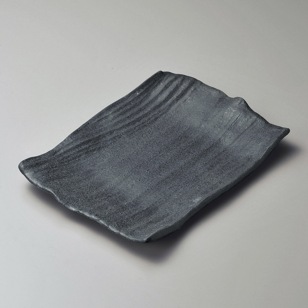 18912-659 / 흑부시 10호각접시 / 32×23.5×3㎝ /  일본그릇