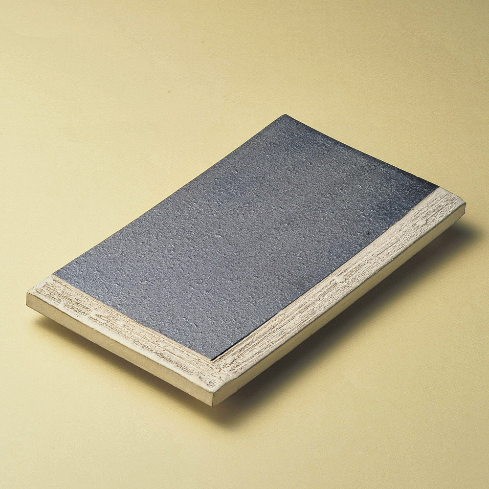 18806-669 / 흑요변 접시 / 31×19×3.3㎝ /  일본그릇