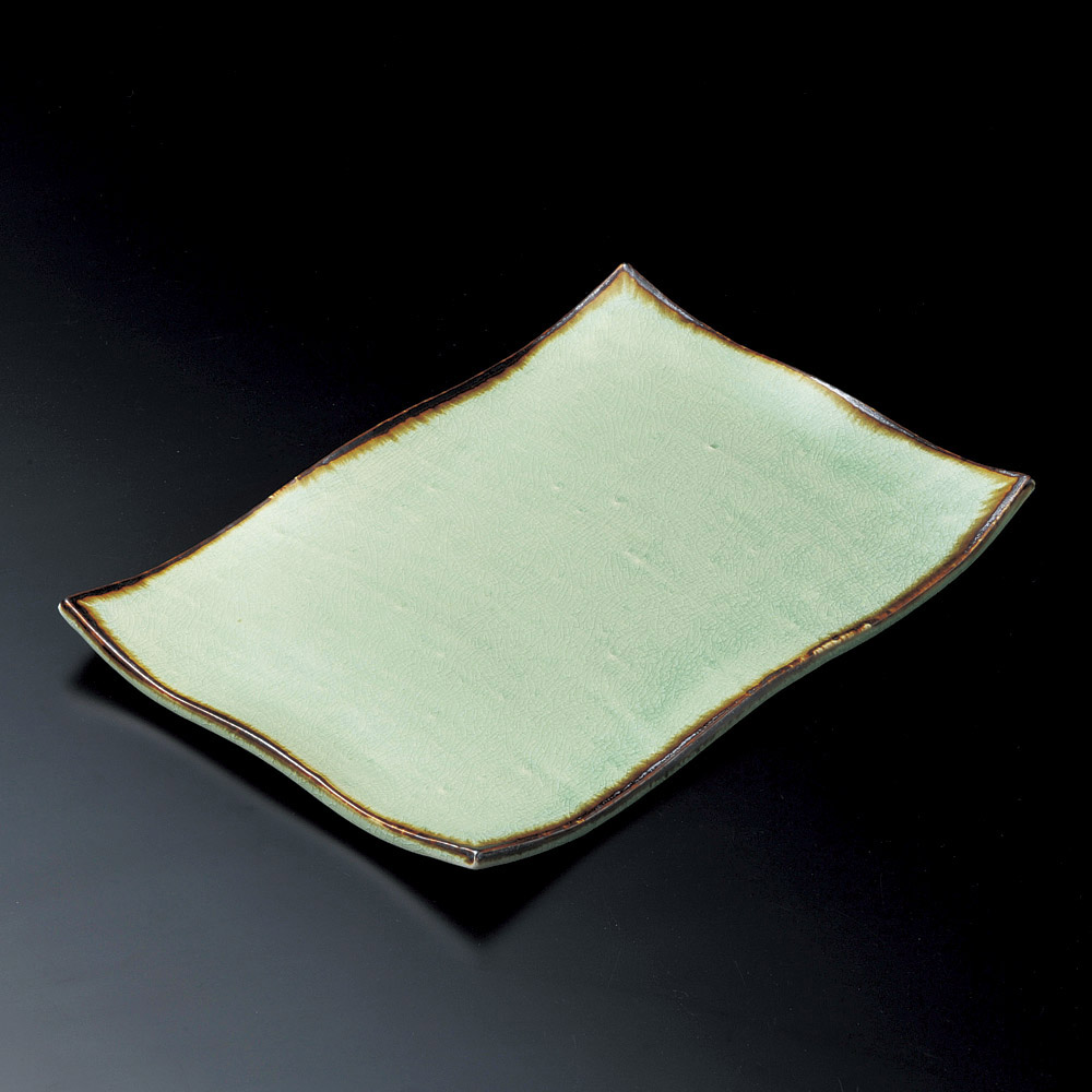 18808-559 / 비드로 유약 장각 플래터 / 31×22×1.9㎝ /  일본그릇