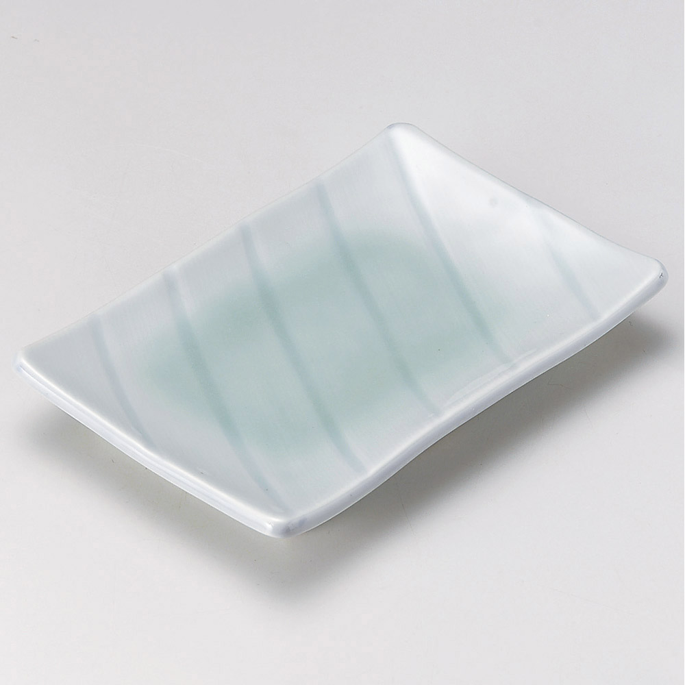 29020-149 / 파랑 백자 잔물결 구이 접시 / 22×15×3㎝ /  일본그릇