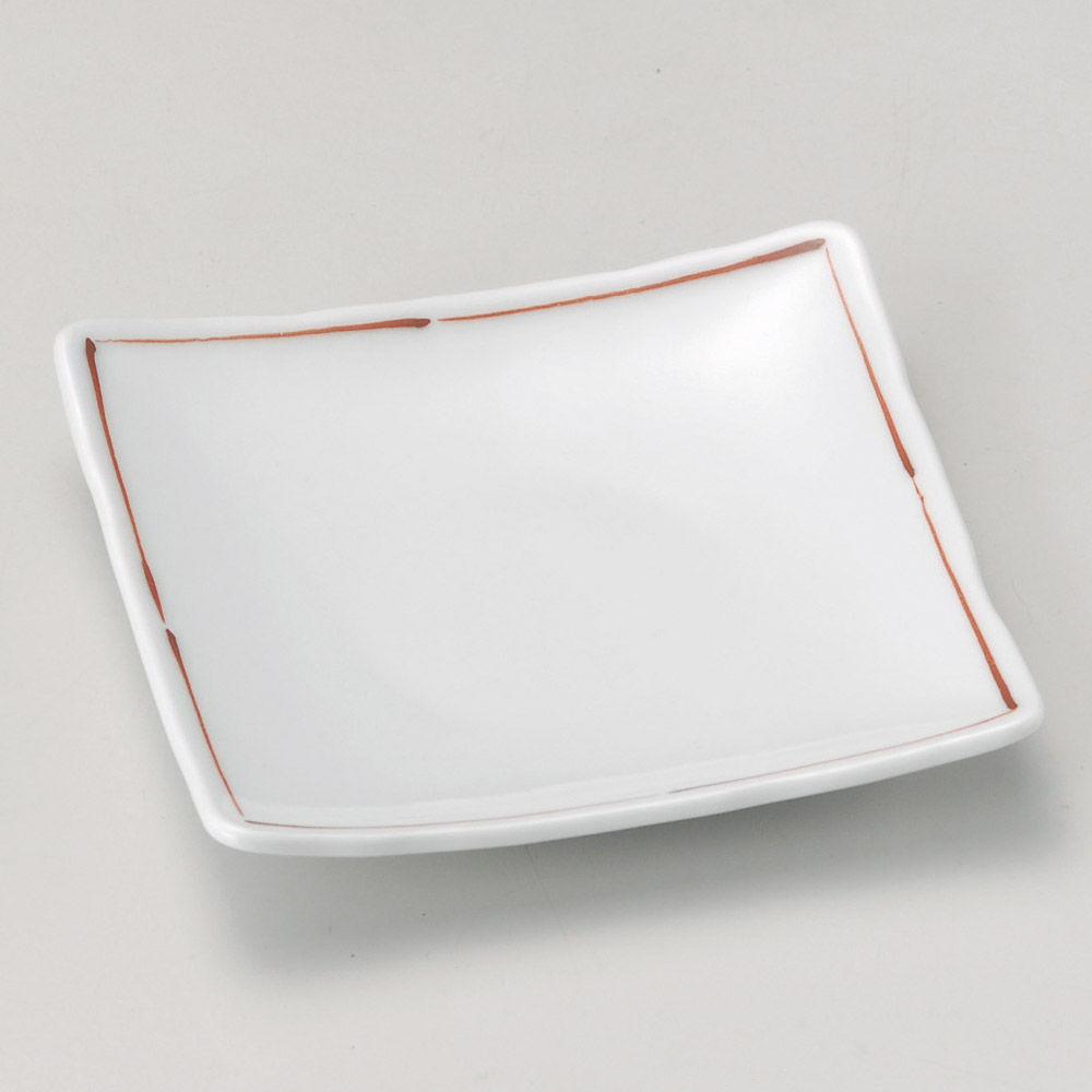 31531-589 / 레드 라인 정각 명판 / 12×12×1.8㎝ /  일본그릇