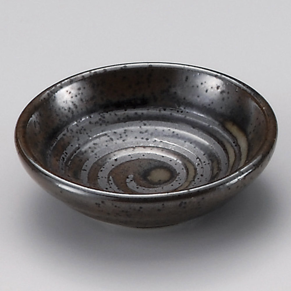 검정 회오리 무늬 8cm 작은 둥근 그릇 이가 우즈 블랙 종지 34917-418 일본그릇