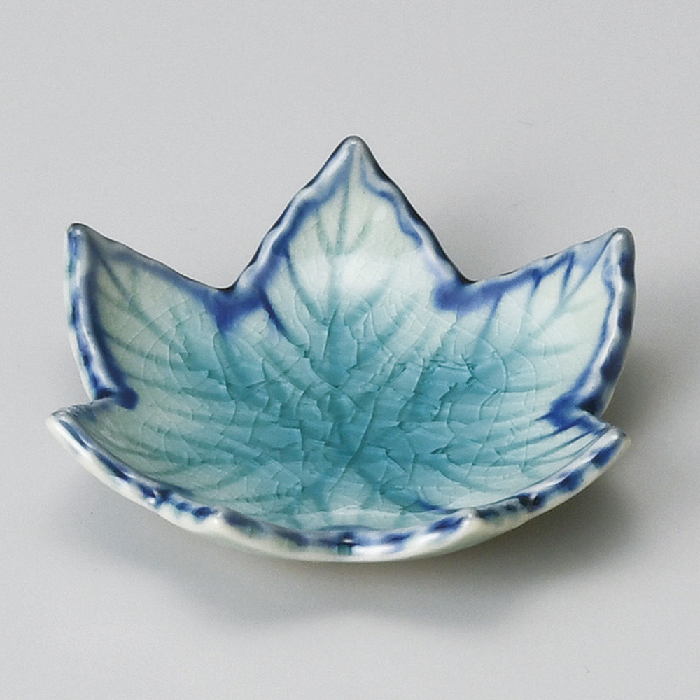 터키 블루 나뭇잎 플레이팅 소스 작은 접시 단풍 콩 접시 34931-518 일본그릇