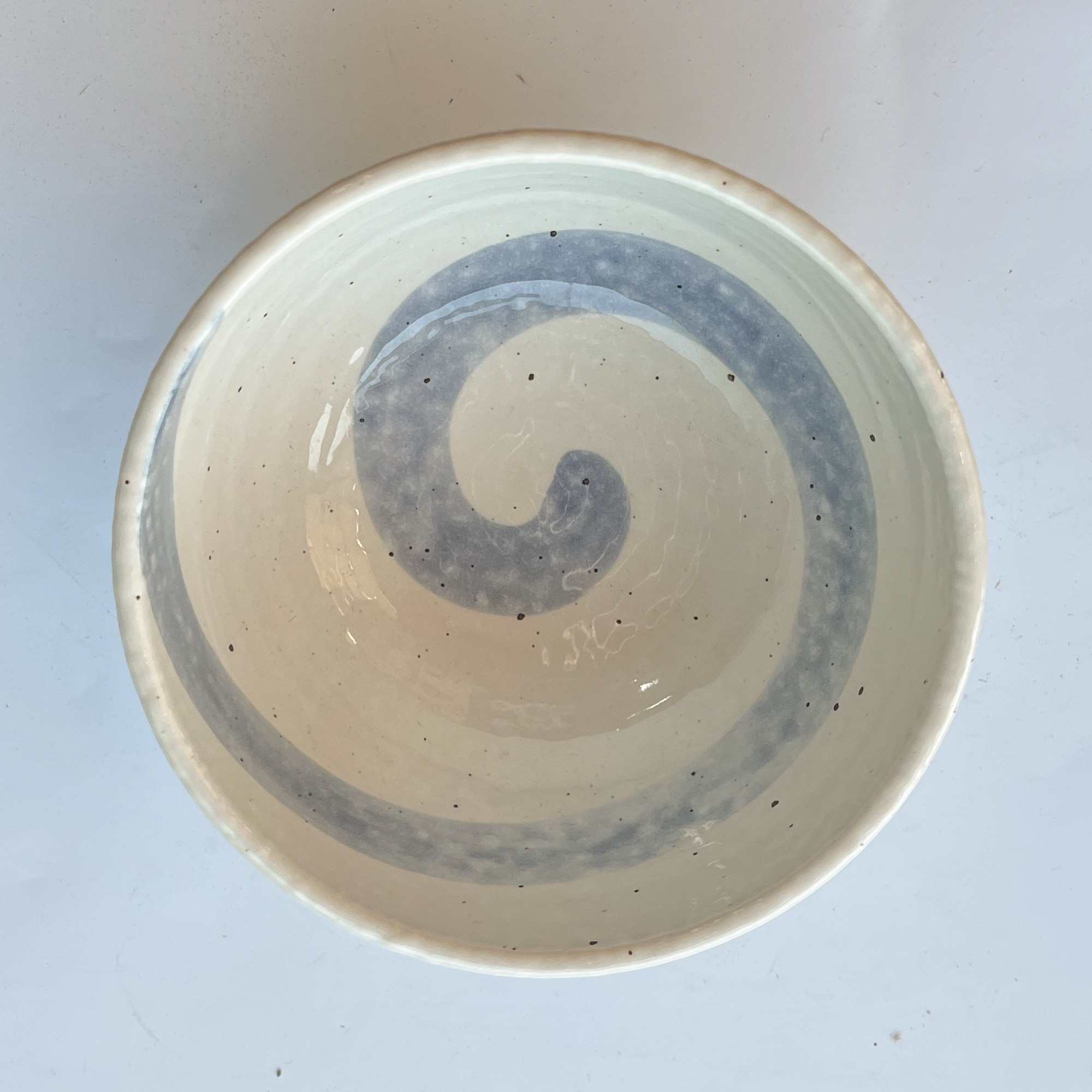 od0206-007/13cm 화이트블루 회오리무늬 소볼/Φ13x7cm/일본그릇