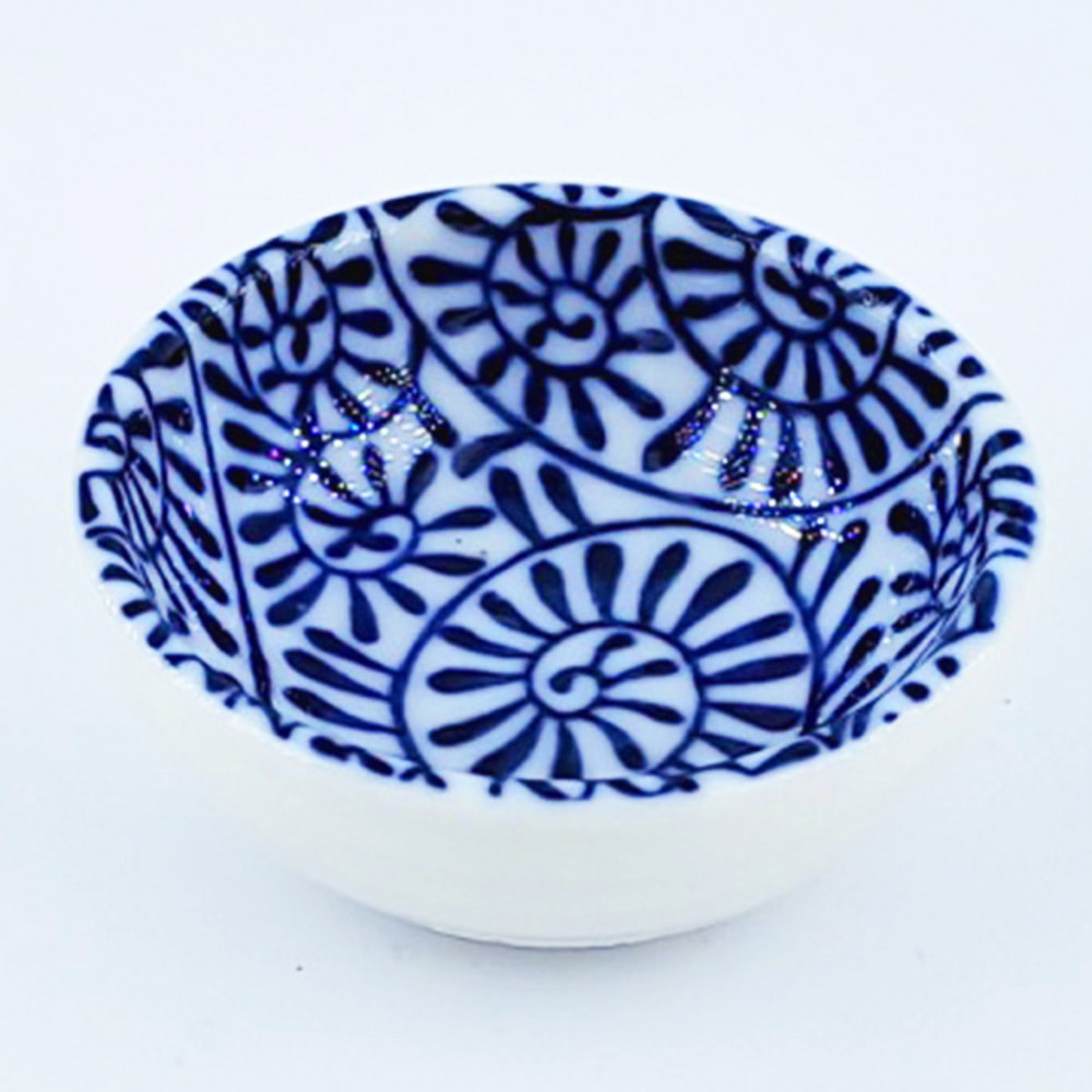 블루 식물 패턴 다용도 작은 소스 접시 일반종지 미니 oj101-012 일본그릇