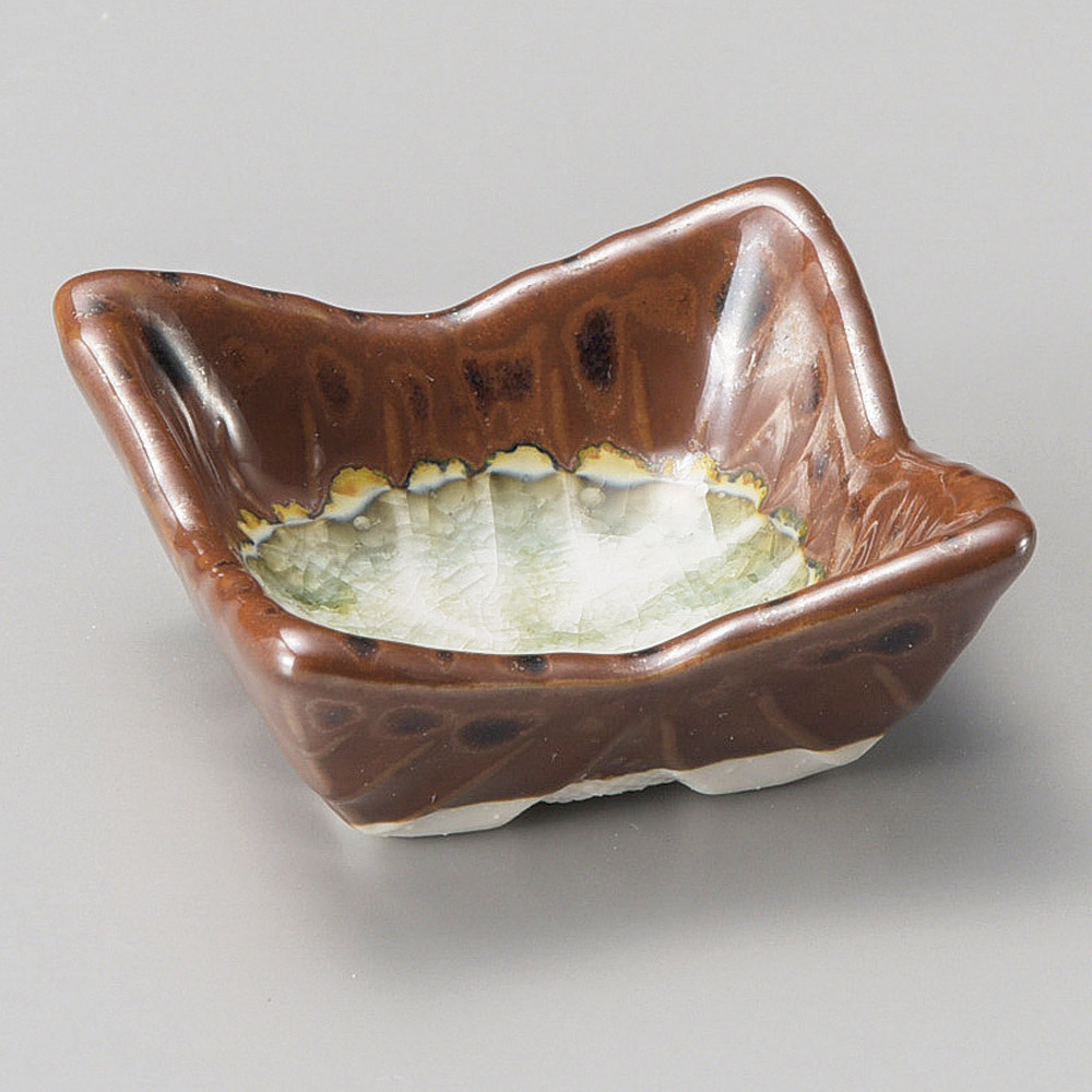 브라운 돌질감 4cm 작은 소스 그릇 적갈색 사각종지 미니 14749-578 일본그릇