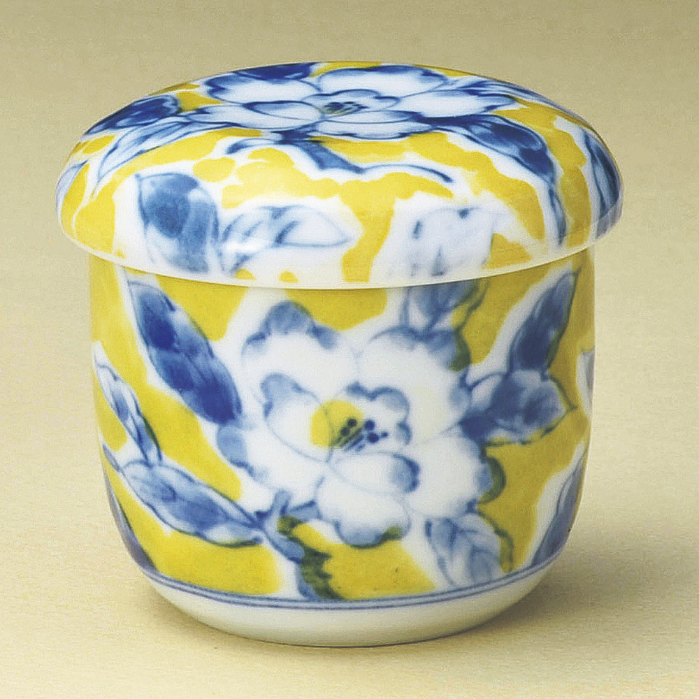16725-259 / 황채 꽃무늬 찜 / 7.5×8㎝・180㏄ /  일본그릇