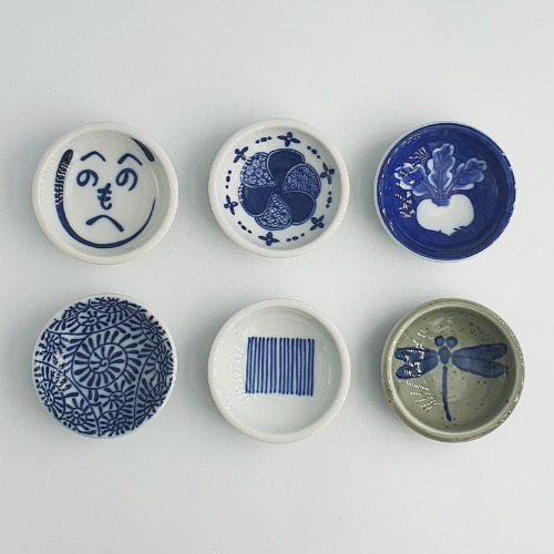 블루 일반종지 중사이즈 6종  다용도 작은 소스 접시 일본그릇