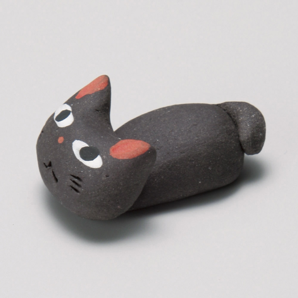 45309-459 / 수제 고양이 검은 젓가락 / 4㎝ /  일본그릇